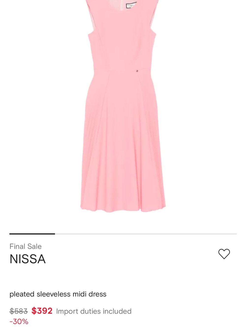 NISSA Sleeveless Pleated Midi Dress in Soft Pink